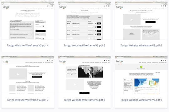 Interactive wireframe for client website re-build